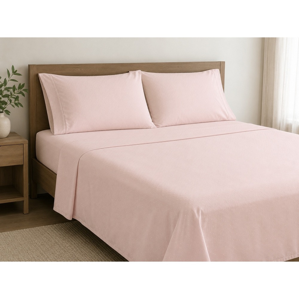 Peacock Alley Queen Size Sheet Set 4 pc Blush Pink 100% Cotton Textured Made USA